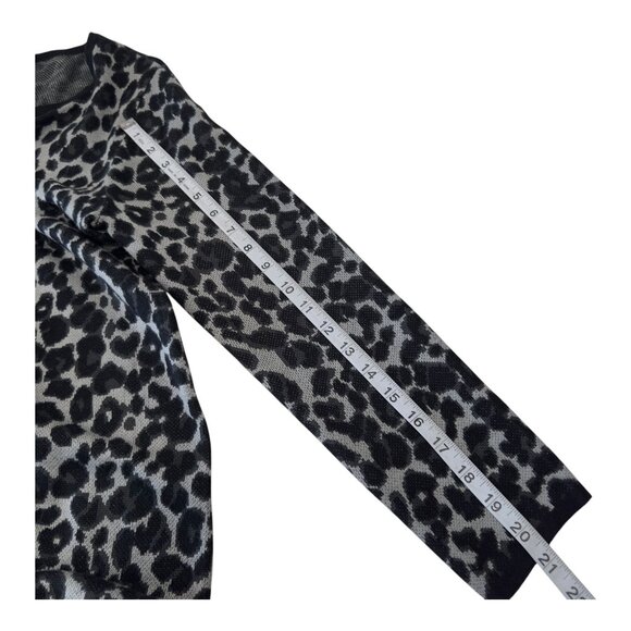 NEW DIRECTIONS Leopard Print Open Front Cardigan Sweater With Long Sleeves SZ S - Picture 5 of 10